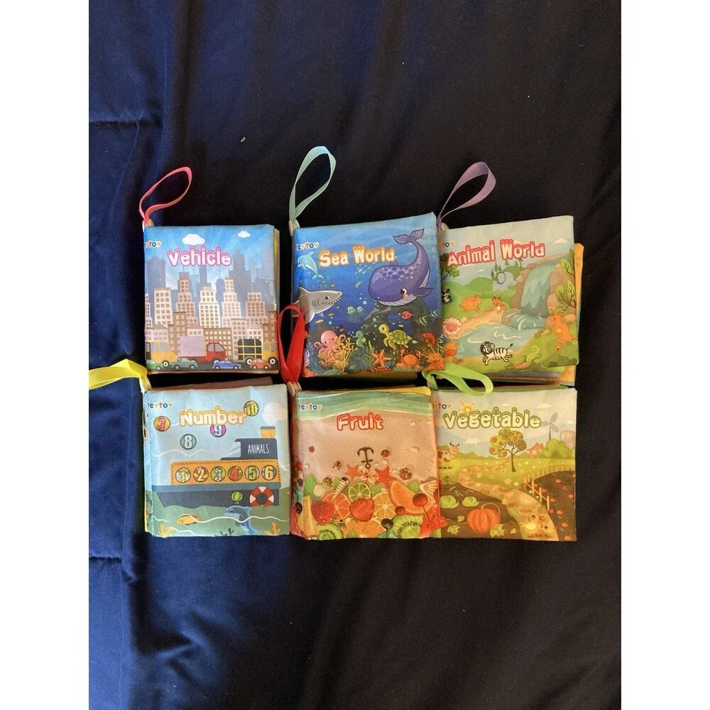 Teytoy Baby Soft Cloth 6 Books Educational Activity Crinkle Rattle Squeak